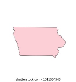 Iowa map isolated on white background silhouette. Iowa USA state.