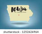 Iowa map with nickname The Hawkeye State, Vector EPS 10.