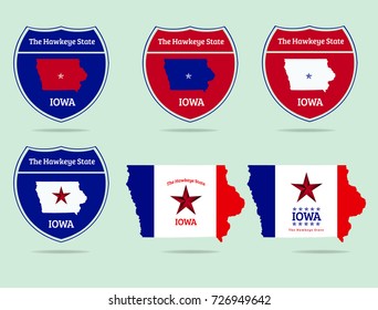 Iowa Map With  Nickname - The Hawkeye State.