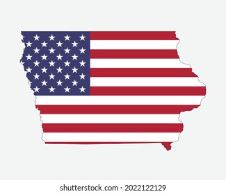 Iowa Map on American Flag. IA, USA State Map on US Flag. EPS Vector Graphic Clipart Icon