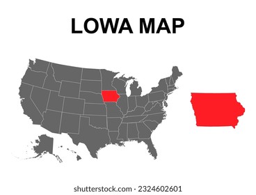 Iowa map shape, united states of america. Flat concept icon symbol vector illustration .
