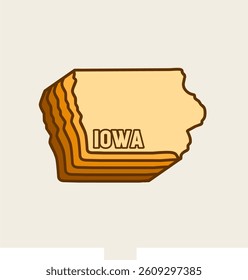 Iowa Map with Simple and Retro Style Perfect for Print, Apparel, etc