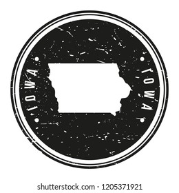 Iowa Map Symbol Round Design Stamp Travel and Business