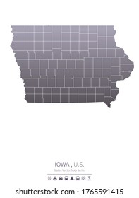 iowa map. us states vector map series. united states map background.