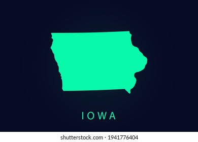 Iowa Map - USA, United States of America map, World map vector template with green color gradient isolated on dark background - Vector illustration eps 10