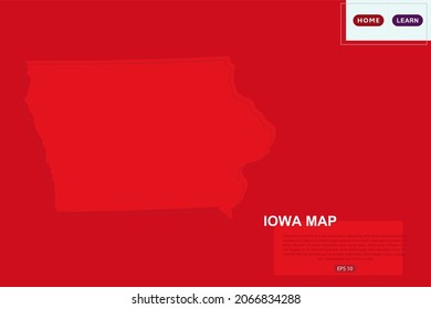 Iowa Map - USA, United States of America map vector template with red color and outline sketch isolated on red background for education, design, website - Vector illustration eps 10