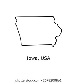Mapa de Iowa. Iowa USA mapa Vector. Mapa de contorno de Iowa sobre fondo blanco