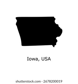 Mapa de Iowa. Iowa USA mapa Vector. Mapa de la silueta de Iowa sobre fondo blanco