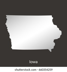 Iowa map,border with chrome,metal shine gradient. Vector illustration