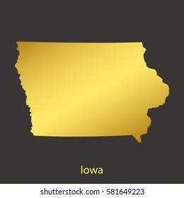 Iowa map,border with golden gradient. Vector illustration