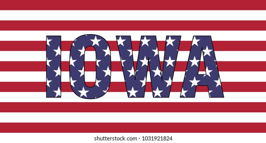 Iowa on USA flag
