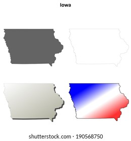 Iowa outline map set - vector version