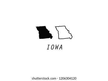 Iowa outline map state shape USA America borders