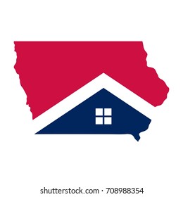 iowa real estate, house vector map logo