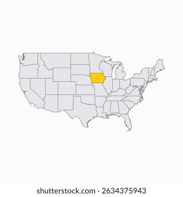 Iowa Region highlighted on USA map