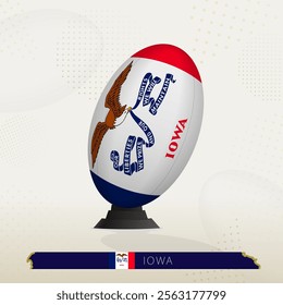 Iowa Rugby Ball on Rugby Kicking Tees with Modern Design. Illustration perfect for sports, national pride, and rugby-related projects.