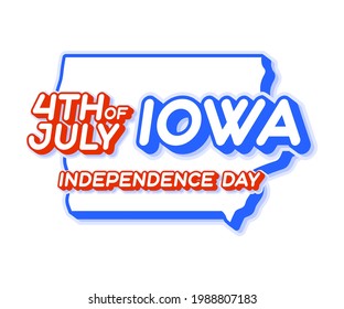 iowa state 4th of july independence day with map and USA national color 3D shape of US state Vector Illustration