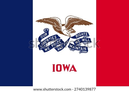 Iowa state flag 3-2 ratio. Part of The United States of America. Clean design for print, web, or educational use. Vector illustration.