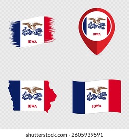 Iowa State Flag Icon Set.