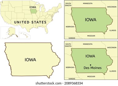 Ubicación del estado de Iowa en el mapa de Estados Unidos