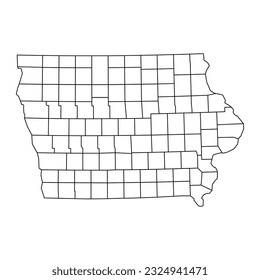 Iowa state map with counties. Vector illustration.
