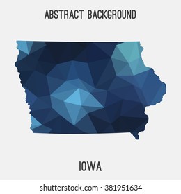 Iowa state map in geometric polygonal style.Abstract tessellation,modern design background. Vector illustration EPS8