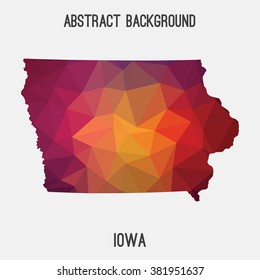 Iowa state map in geometric polygonal style.Abstract tessellation,modern design background. Vector illustration EPS8