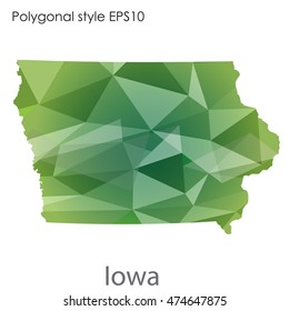 Iowa state map in geometric polygonal style.Abstract gems triangle,modern design background. Vector illustration EPS10