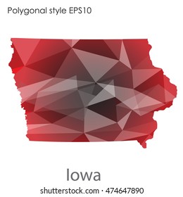 Iowa state map in geometric polygonal style.Abstract gems triangle,modern design background. Vector illustration EPS10