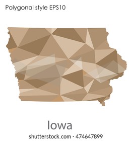 Iowa state map in geometric polygonal style.Abstract gems triangle,modern design background. Vector illustration EPS10