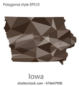 Iowa state map in geometric polygonal style.Abstract gems triangle,modern design background. Vector illustration EPS10