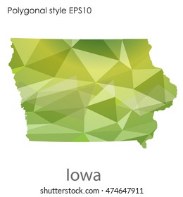 Iowa state map in geometric polygonal style.Abstract gems triangle,modern design background. Vector illustration EPS10