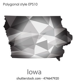 Iowa state map in geometric polygonal style.Abstract gems triangle,modern design background. Vector illustration EPS10