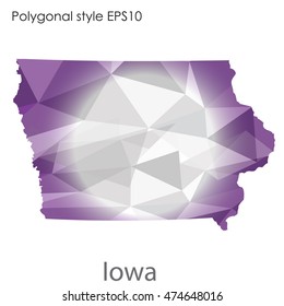 Iowa state map in geometric polygonal style.Abstract gems triangle,modern design background. Vector illustration EPS10
