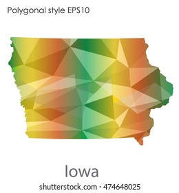 Iowa state map in geometric polygonal style.Abstract gems triangle,modern design background. Vector illustration EPS10