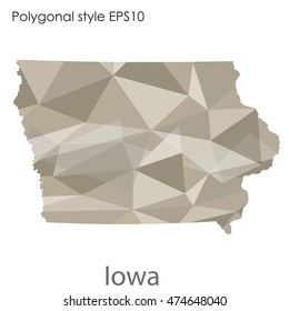 Iowa state map in geometric polygonal style.Abstract gems triangle,modern design background. Vector illustration EPS10