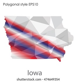 Iowa state map in geometric polygonal style.Abstract gems triangle,modern design background. Vector illustration EPS10