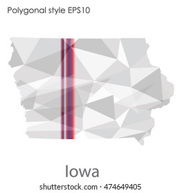 Iowa state map in geometric polygonal style.Abstract gems triangle,modern design background. Vector illustration EPS10