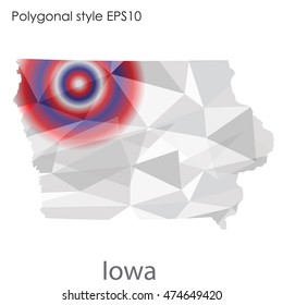 Iowa state map in geometric polygonal style.Abstract gems triangle,modern design background. Vector illustration EPS10
