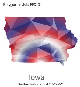 Iowa state map in geometric polygonal style.Abstract gems triangle,modern design background. Vector illustration EPS10