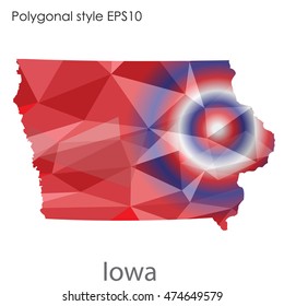 Iowa state map in geometric polygonal style.Abstract gems triangle,modern design background. Vector illustration EPS10