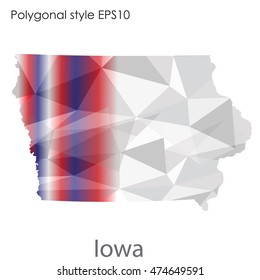 Iowa state map in geometric polygonal style.Abstract gems triangle,modern design background. Vector illustration EPS10