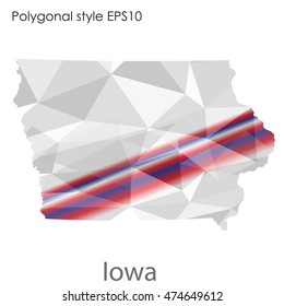 Iowa state map in geometric polygonal style.Abstract gems triangle,modern design background. Vector illustration EPS10