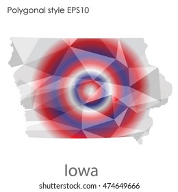 Iowa state map in geometric polygonal style.Abstract gems triangle,modern design background. Vector illustration EPS10