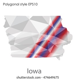 Iowa state map in geometric polygonal style.Abstract gems triangle,modern design background. Vector illustration EPS10