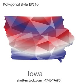 Iowa state map in geometric polygonal style.Abstract gems triangle,modern design background. Vector illustration EPS10