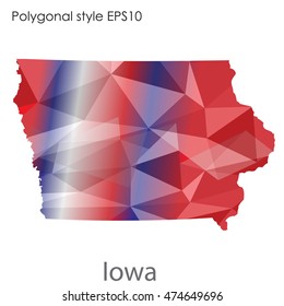 Iowa state map in geometric polygonal style.Abstract gems triangle,modern design background. Vector illustration EPS10