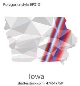 Iowa state map in geometric polygonal style.Abstract gems triangle,modern design background. Vector illustration EPS10