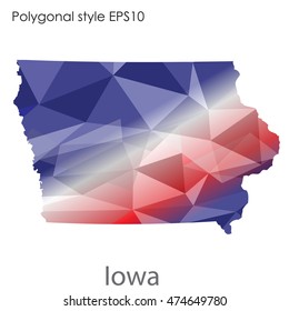 Iowa state map in geometric polygonal style.Abstract gems triangle,modern design background. Vector illustration EPS10