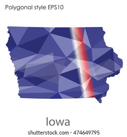 Iowa state map in geometric polygonal style.Abstract gems triangle,modern design background. Vector illustration EPS10